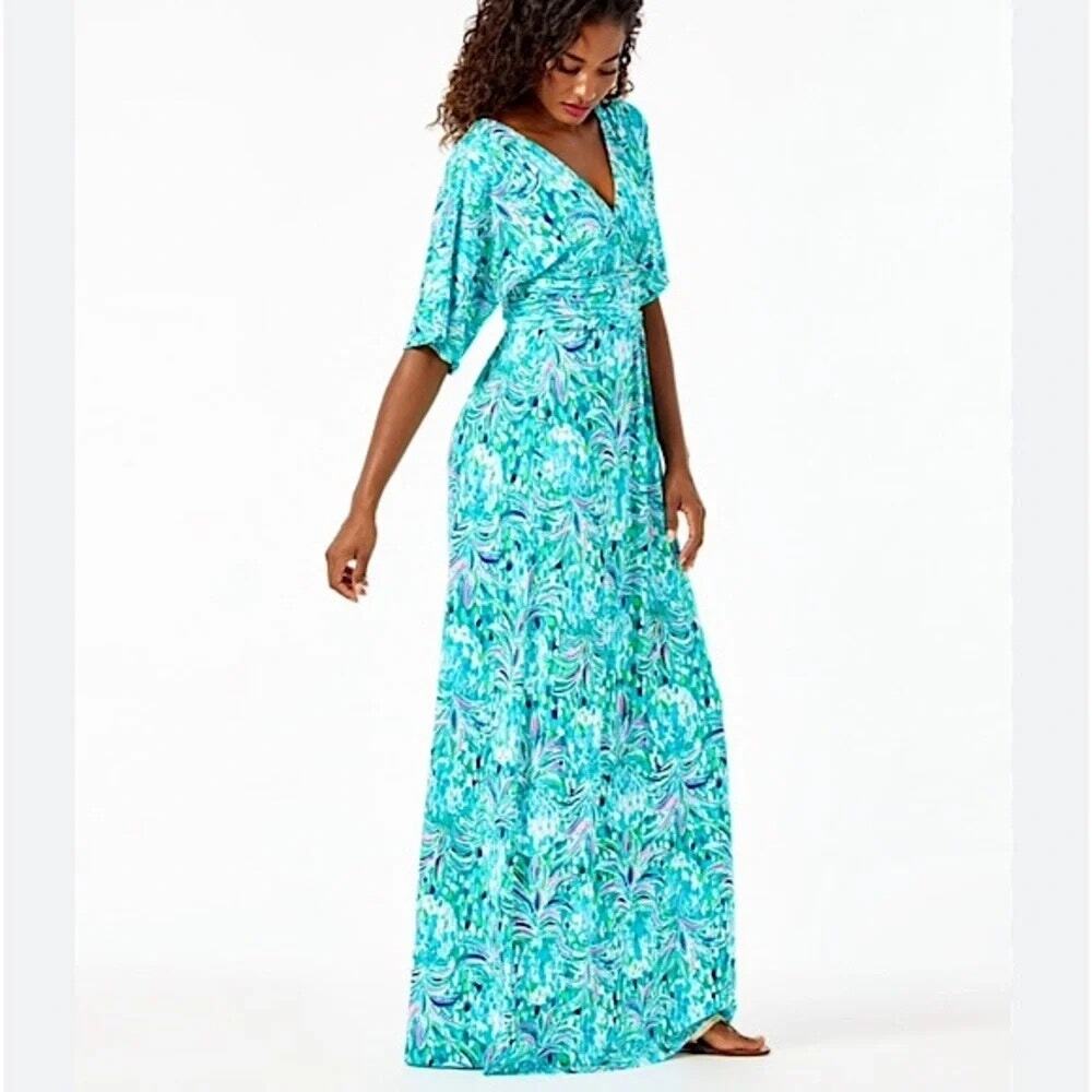 Lilly Pulitzer Parigi Maxi Dress Womens XL Emerald Isle Pinapple of my Eye Vacay